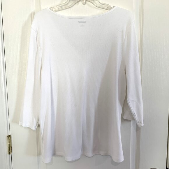 Old Navy Rib Knit Henley Top Slim Fit Button ¾ Sleeve White Size Petite XXL - Picture 4 of 5